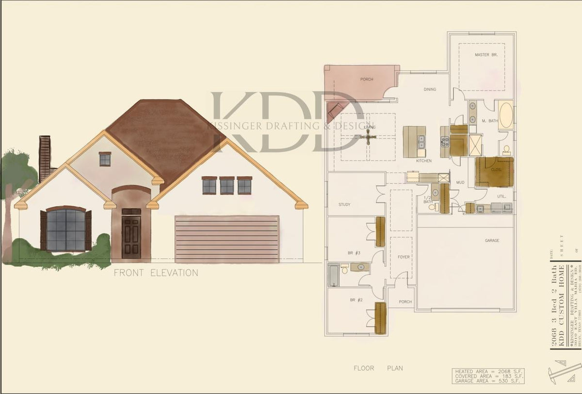3 Bed, 2 Bath, 2068 Sqft.