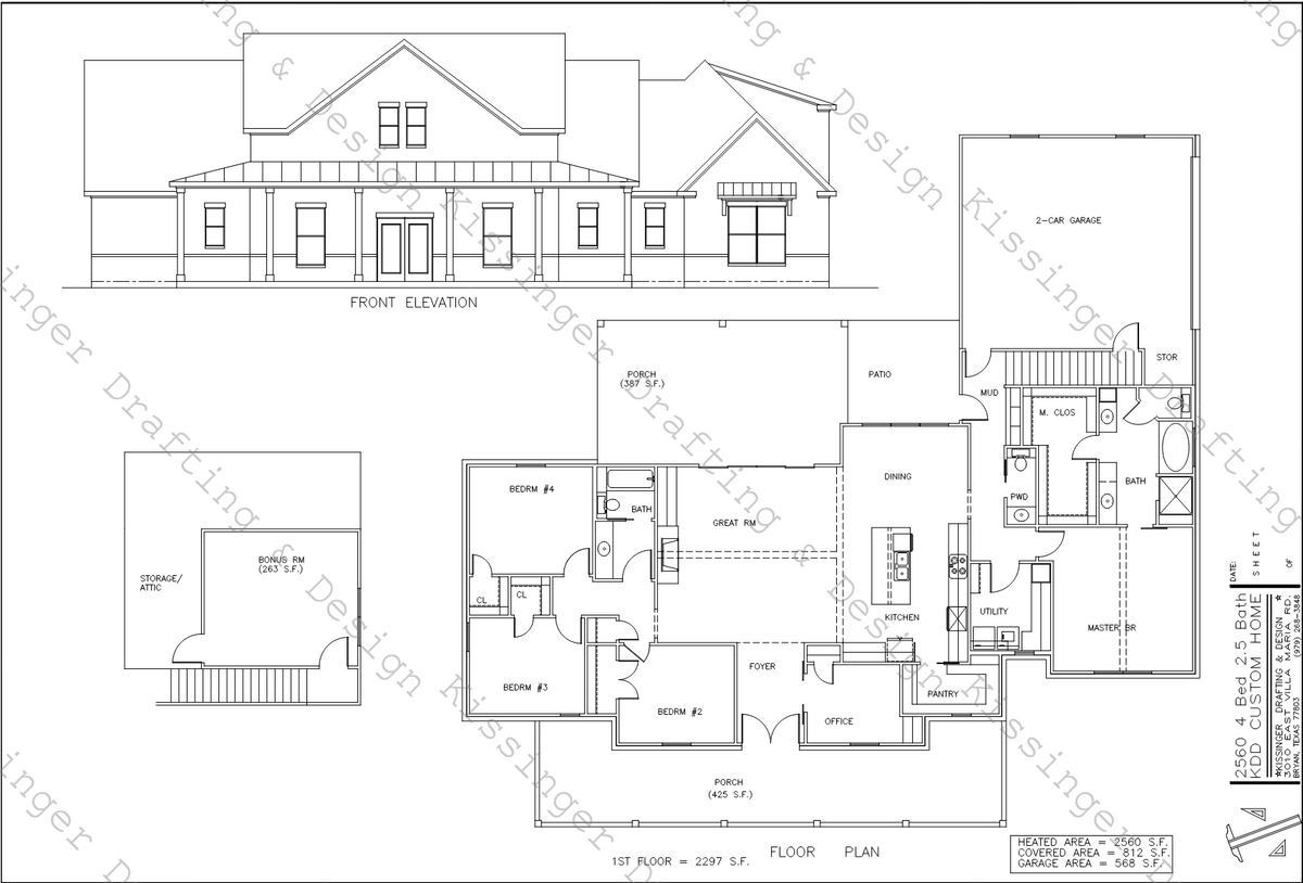 4 Bed, 2.5 Bath, 2560 Sqft.